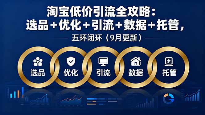 淘宝低价引流全攻略:选品+优化+引流+数据+托管,五环闭环(9月更新-青禾学社