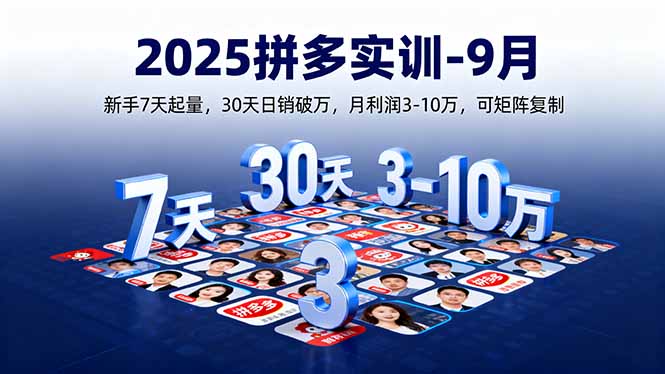 2025拼多多实训-9月:新手7天起量,30天日销破万,月利润3-10万,可矩阵复制-青禾学社