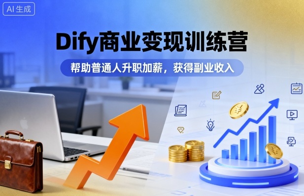 Dify商业变现训练营，帮助普通人升职加薪，获得副业收入-青禾学社