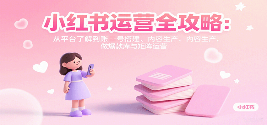 小红书运营全攻略:从平台了解到账号搭建、内容生产,做爆款库与矩阵运营-青禾学社