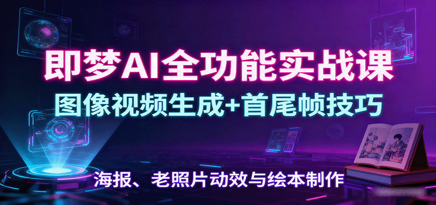 即梦AI全功能实战课:图像视频生成+首尾帧技巧,海报、老照片动效与绘本制作-青禾学社
