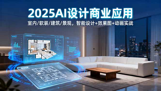 2025AI设计商业应用:室内/软装/建筑/景观,智能设计+效果图+动画实战-青禾学社