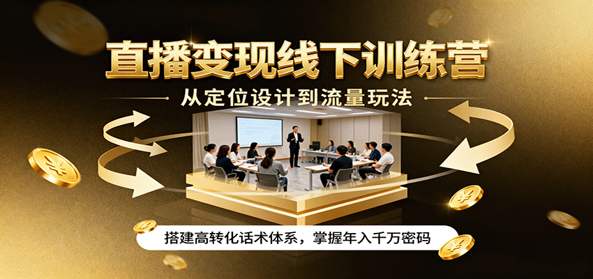 直播变现线下训练营,从定位设计到流量玩法,搭建高转化话术体系,掌握年入千万密码-青禾学社