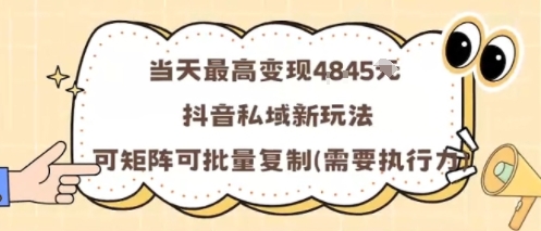 当天最高变现1k+,抖音私域新玩法,可矩阵可批量复制-青禾学社