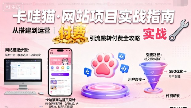 卡哇猫·网站项目,网站搭建与运营以及引流跳转付费-青禾学社