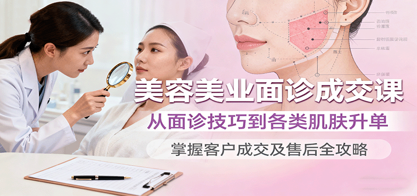 美容美业面诊成交课,从面诊技巧到各类肌肤升单,掌握客户成交及售后全攻略-青禾学社