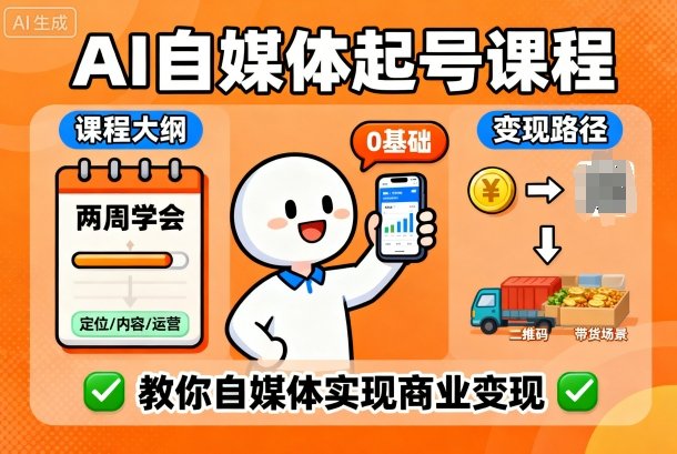 AI自媒体起号课程,0基础小白两周学会,教你自媒体实现商业变现-青禾学社