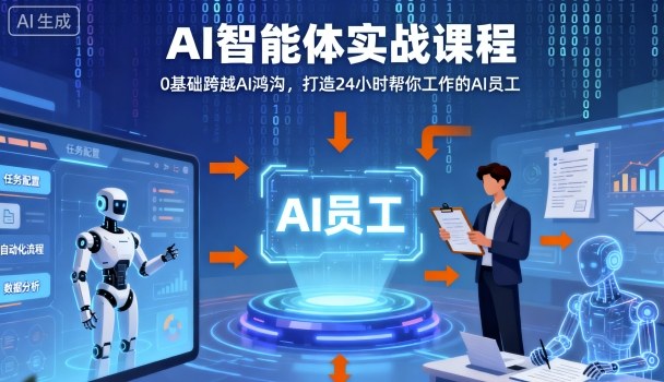 Ai智能体实战课程,0基础跨越Ai鸿沟,打造24小时帮你工作的Ai员工,打破常规,以实战定义Ai-青禾学社