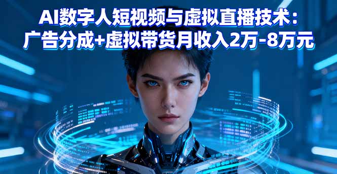 AI数字人短视频与虚拟直播技术：广告分成+虚拟带货月收入2万-8万元-青禾学社