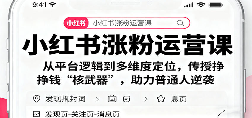小红书涨粉运营课:从平台逻辑到多维度定位,传授挣钱 “核武器”,助力普通人逆袭-青禾学社