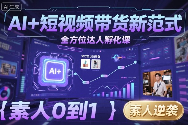 AI+短视频带货新范式全方位达人孵化课,素人也可以从0到1,全方位认知短视频带货-青禾学社