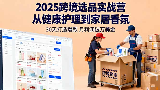 2025跨境选品实战营：从健康护理到家居香氛，30天打造爆款,月利润破万美金-青禾学社