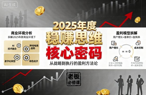 2025年度稳賺思维老板创业营,拆解2025年新商业环境下,企业实现持续盈利的核心密码-青禾学社
