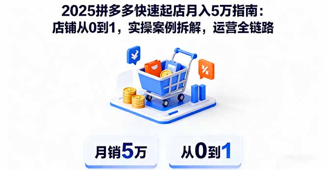 2025拼多多快速起店月入5万指南:店铺从0到1,实操案例拆解,运营全链路-青禾学社
