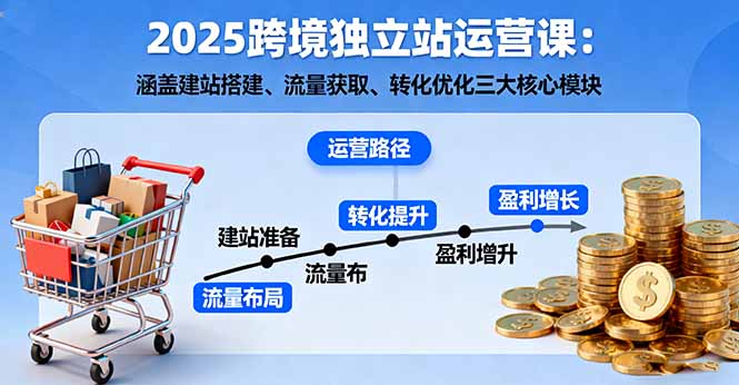2025跨境独立站运营课：涵盖建站搭建、流量获取、转化优化三大核心模块-青禾学社