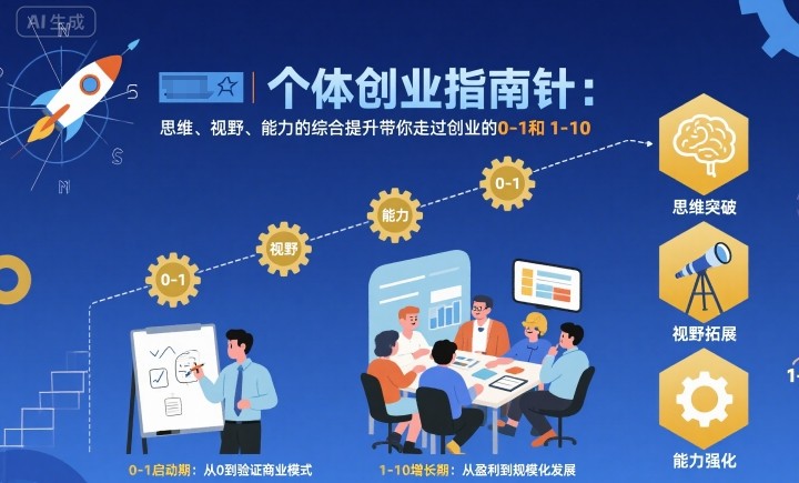 个体创业指南针,思维、视野、能力的综合提升带你走过创业的0-1和1-10【音频】-青禾学社