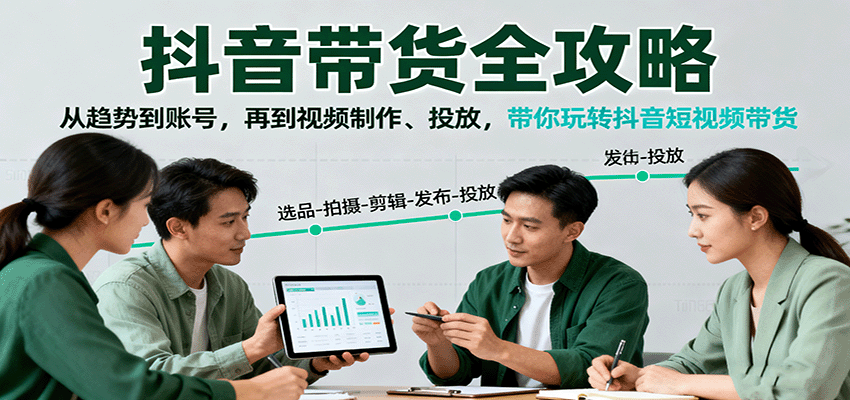 抖音带货全攻略:从趋势到账号,再到视频制作、投放,带你玩转抖音短视频带货-青禾学社