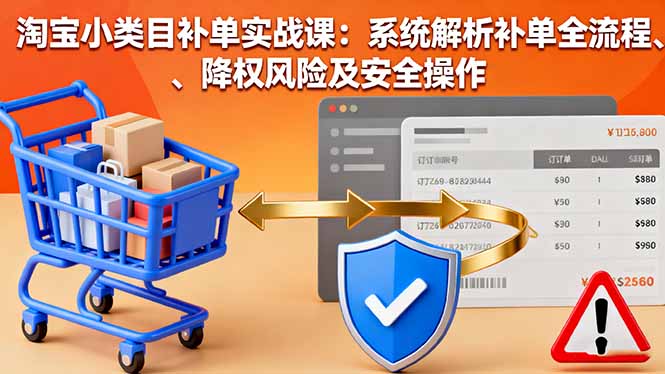 淘宝小类目补单实战课:系统解析补单全流程、降权风险及安全操作-青禾学社