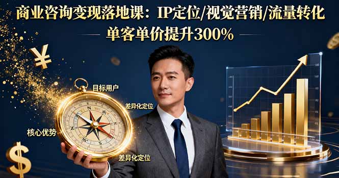 商业咨询变现落地课：IP定位/视觉营销/流量转化，单客单价提升300%-青禾学社