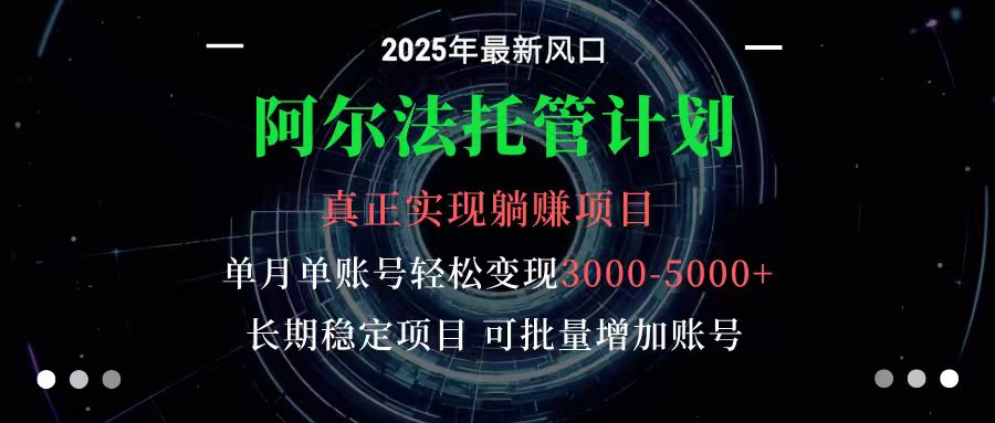 阿尔法托管计划 单账号月入3000-5000,长期稳定项目,新手小白轻松上手-青禾学社