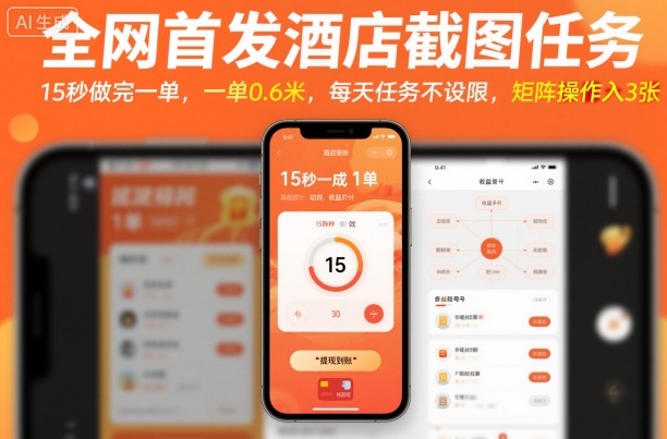 全网首发酒店截图任务,15秒做完一单,一单0.6米,每天任务不设限,矩阵操作日入3张【揭秘】-青禾学社