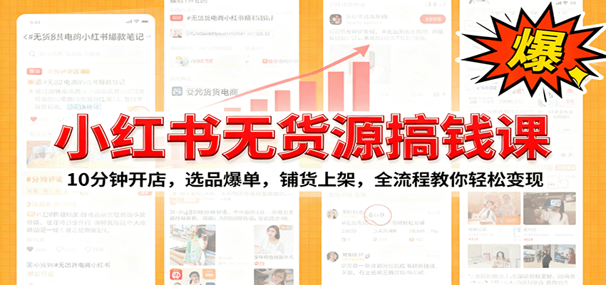 小红书无货源爆单课:10分钟开店,选品爆单,铺货上架,全流程教你轻松变现-青禾学社