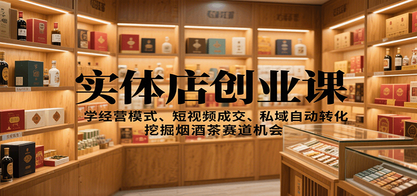 实体店创业课:学经营模式、短视频成交、私域自动转化,挖掘烟酒茶赛道机会-青禾学社
