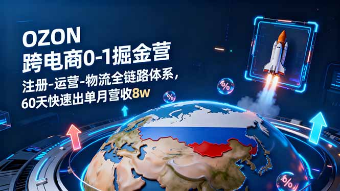 OZON跨境电商0-1掘金营:注册-运营-物流全链路体系,60天快速出单月营收8w-青禾学社
