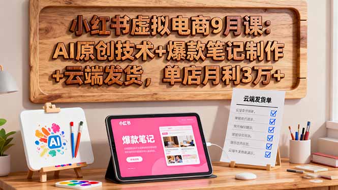 小红书虚拟电商9月课:AI原创技术+爆款笔记制作+云端发货,单店月利3万+-青禾学社
