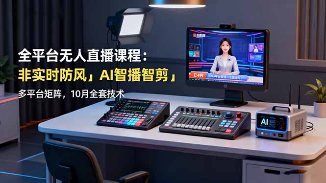 全平台无人直播课程:非实时防风+AI智播智剪+多平台矩阵,10月全套技术-青禾学社