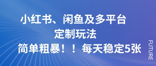 小红书、闲鱼及多平台定制玩法简单粗暴!每天稳定5张-青禾学社