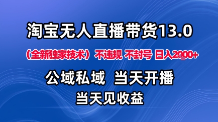 淘宝无人直播13.0，公域私域技术，不封号，不违规布局下半年旺季赛道，日入1K+(独家技术)【揭秘】-青禾学社