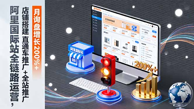 阿里国际站全链路运营，店铺搭建+直通车推广+全站推广，月询盘增长200%+-青禾学社