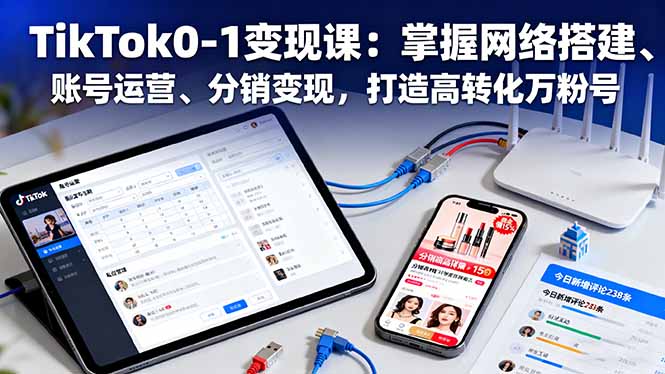 TikTok0-1变现课：掌握网络搭建、账号运营、分销变现，打造高转化万粉号-青禾学社