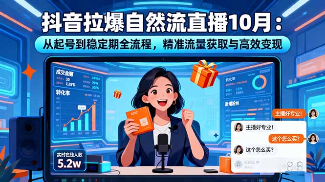 抖音拉爆自然流直播10月:从起号到稳定期全流程,精准流量获取与高效变现-青禾学社