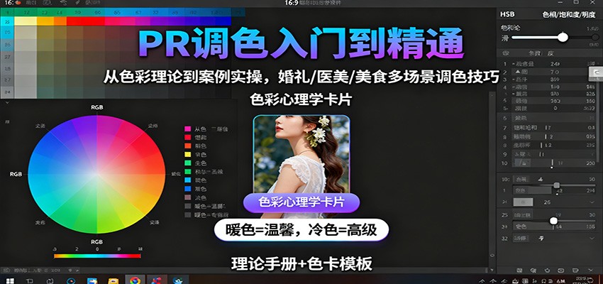 PR调色入门到精通：从色彩理论到案例实操，婚礼/医美/美食多场景调色技巧-青禾学社