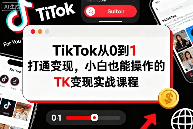 TikTok从0到1打通变现，小白也能操作的TK变现实战课程-青禾学社
