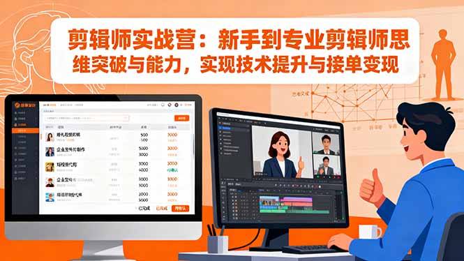 剪辑师实战营：新手到专业剪辑师思维突破与能力，实现技术提升与接单变现-青禾学社