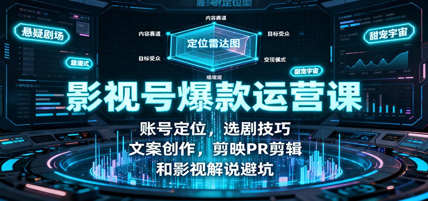 影视号爆款运营课:账号定位,选剧技巧,文案创作,剪映PR剪辑和影视解说避坑-青禾学社