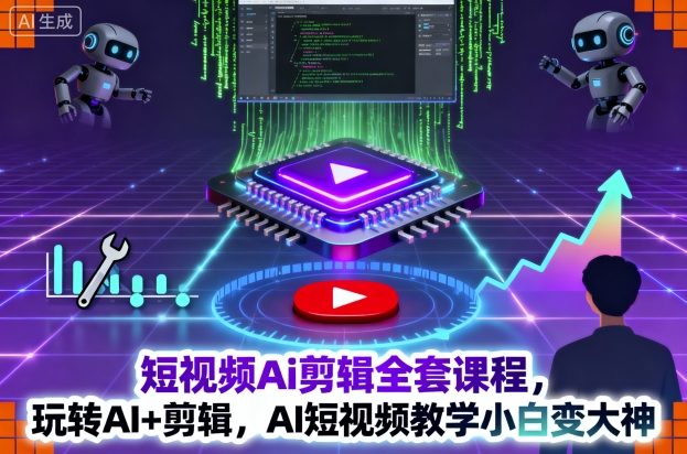 短视频Ai剪辑全套课程，玩转AI+剪辑，AI短视频教学小白变大神-青禾学社