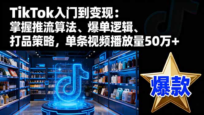 TikTok入门到变现:掌握推流算法、爆单逻辑、打品策略,单条视频播放量50w-青禾学社
