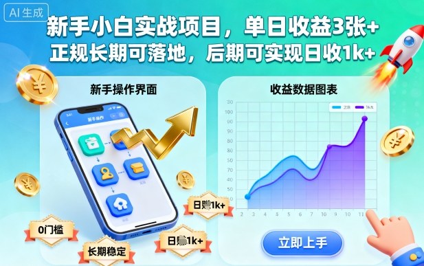 新手小白实战项目，单日收益3张+，正规长期可落地，后期可实现日收1k+【揭秘】-青禾学社