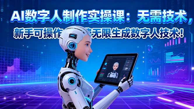 AI数字人制作实操课：无需技术，新手可操作，免费无限生成数字人技术！-青禾学社