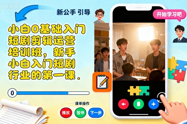 小白0基础入门短剧剪辑运营培训班,新手小白入门短剧行业的第一课-青禾学社