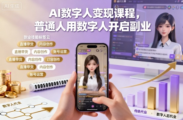 AI数字人变现课程,普通人用数字人开启副业-青禾学社