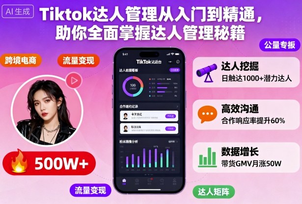 Tiktok达人管理从入门到精通，助你全面掌握达人管理秘籍-青禾学社