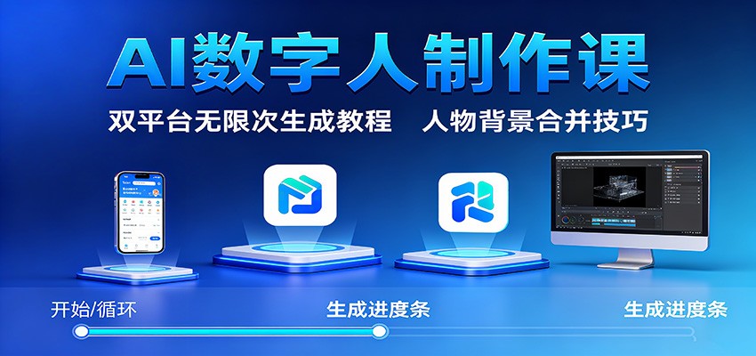 AI数字人制作课:双平台无限次生成教程,人物背景合并技巧-青禾学社