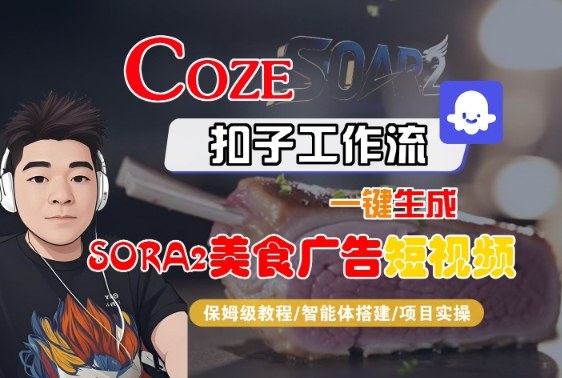 Coze扣子智能体工作流一键生成“SORA2美食广告“短视频,全流程保姆级教学-青禾学社