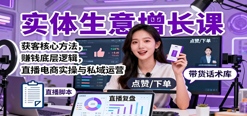 实体生意增长课：获客核心方法，赚钱底层逻辑，直播电商实操与私域运营-青禾学社