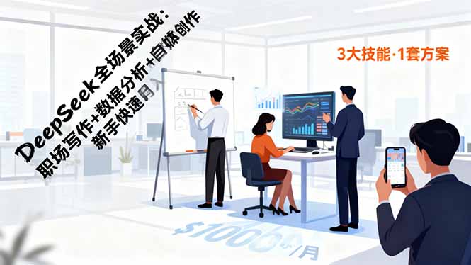DeepSeek全场景实战:职场写作+数据分析+自媒体创作,新手快速月入过万-青禾学社